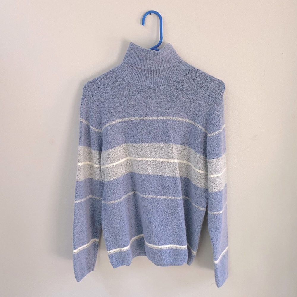 Vintage Jeanne Pierre Women’s Wool Blend Striped Turtleneck Size Large